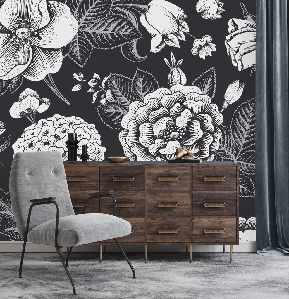 Dark Floral Wallpaper  uniQstiQ Murals