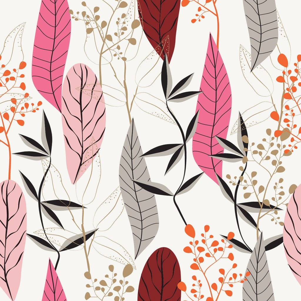 Pink Leaves Wallpaper uniQstiQ Botanical