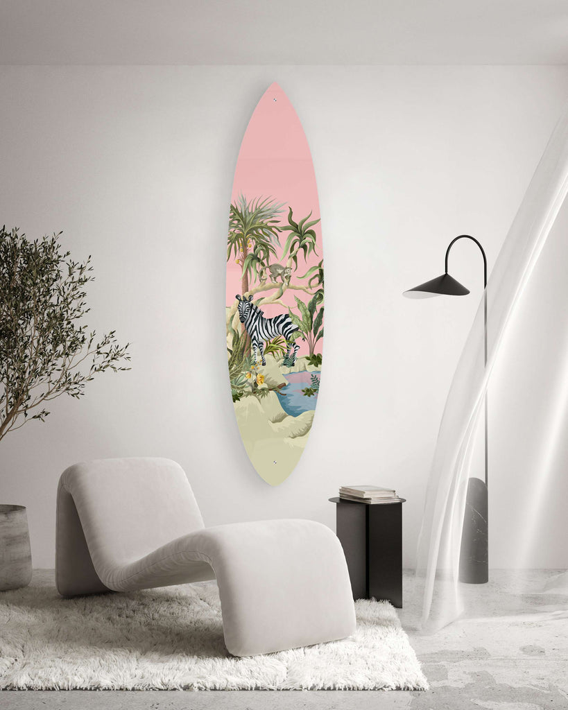 Zebra Pattern Acrylic Surfboard Wall Art