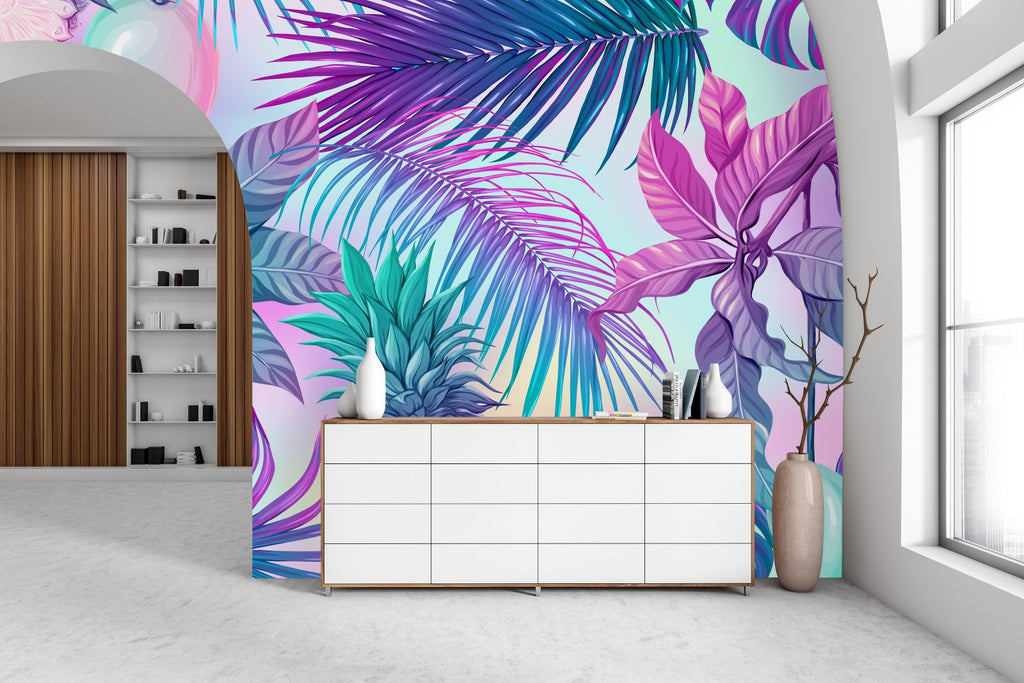 Purple Palms and Pineapple Wallpaper uniQstiQ Long Murals
