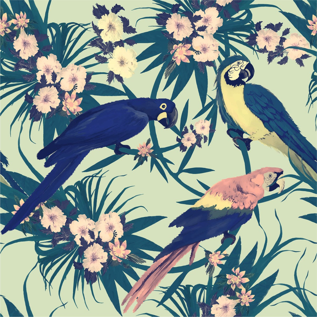 Parrots and Flowers Wallpaper  uniQstiQ Floral