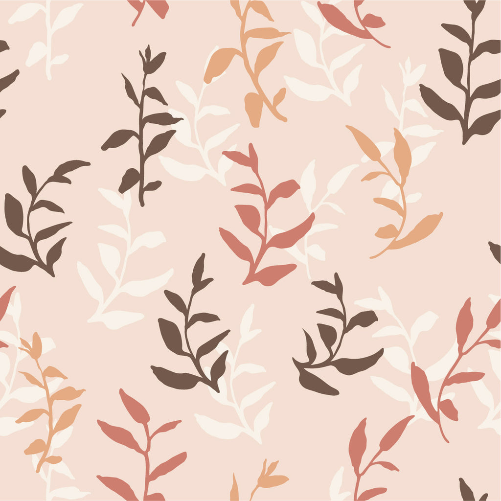 Pink Wallpaper with Leaves uniQstiQ Botanical