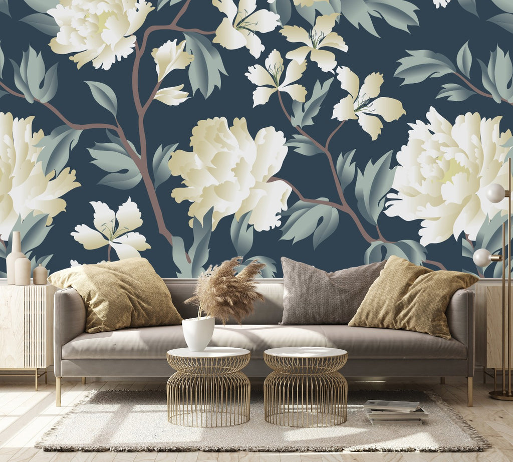White Floral Tree Wallpaper uniQstiQ Murals