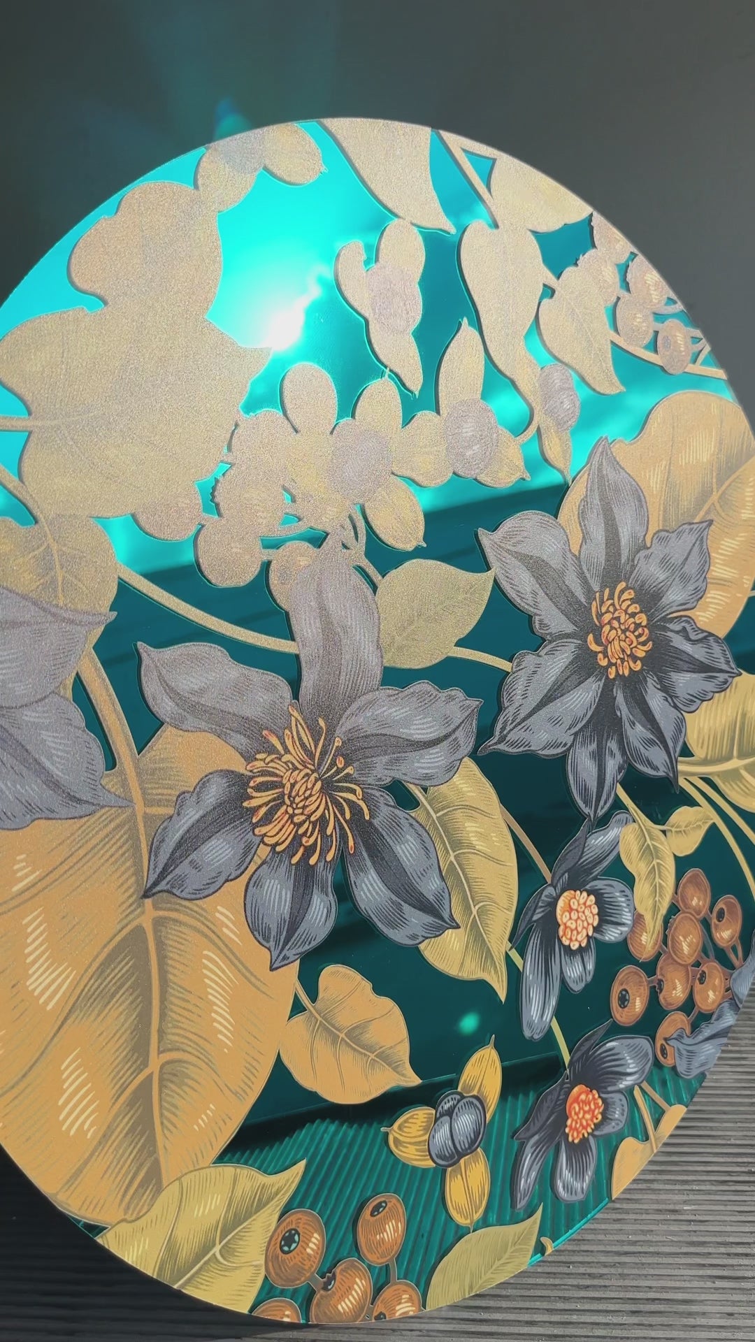 Gold Flowers Printed Mirror Acrylic Circles