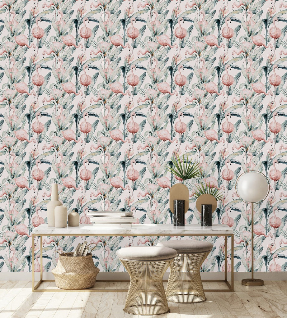 Pink Flamingos Wallpaper  uniQstiQ Tropical