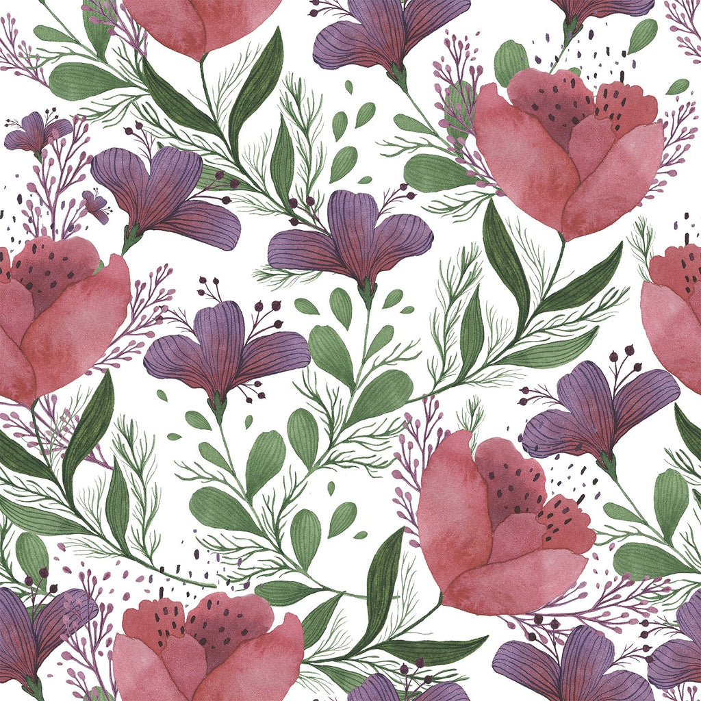Red and Violet Flowers Wallpaper uniQstiQ Floral