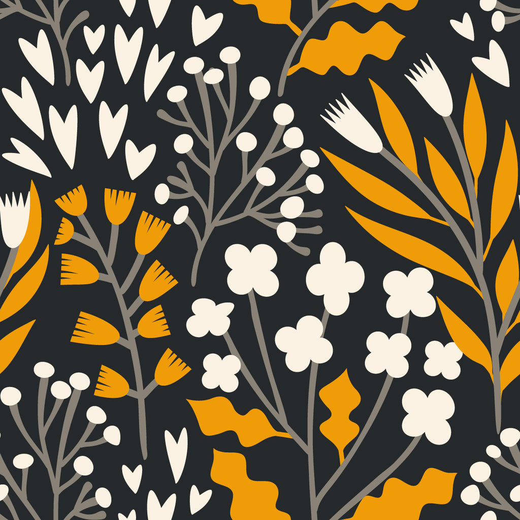 White and Yellow Flowers and Leaves Wallpaper  uniQstiQ Floral