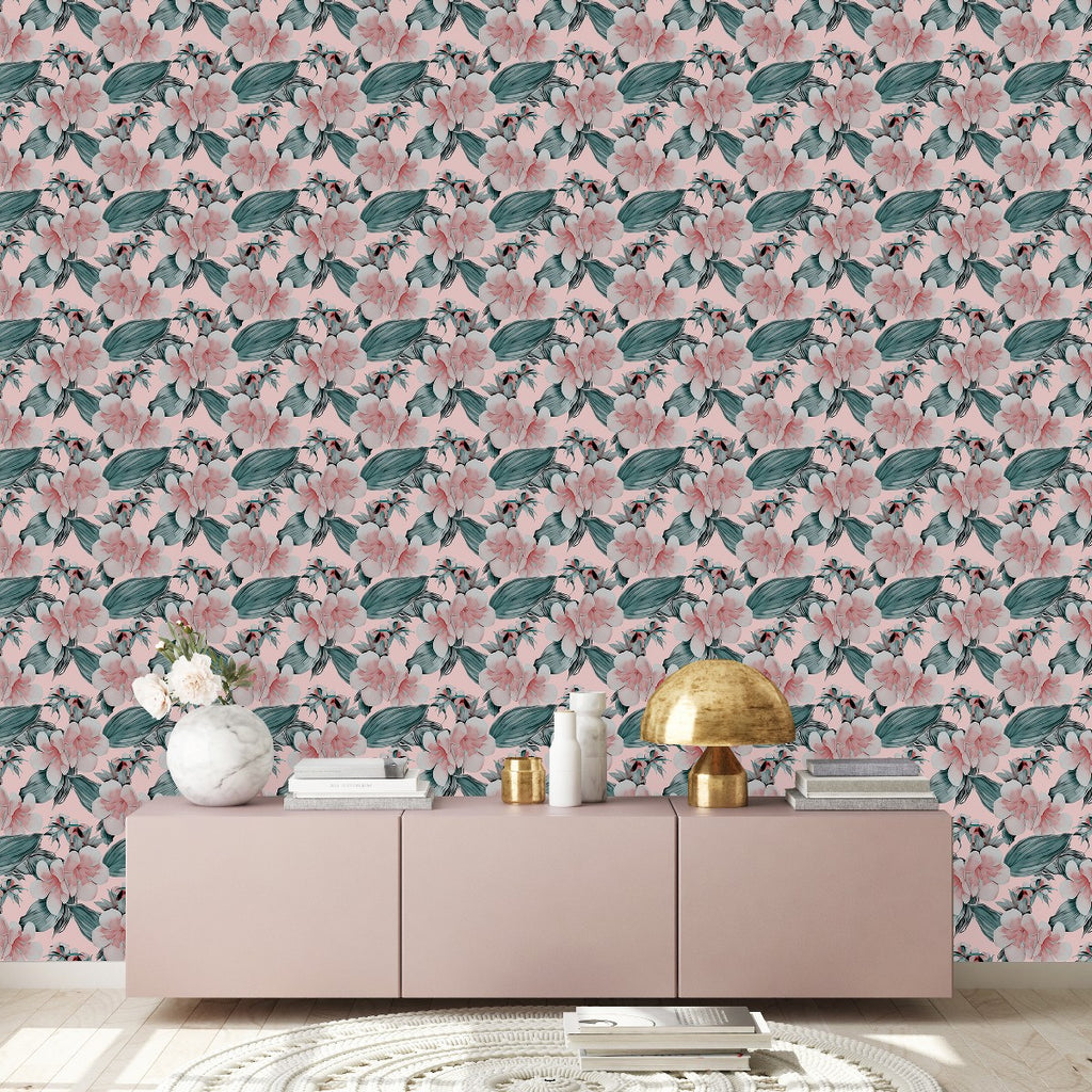 Pink Wallpaper with Gentle Flowers  uniQstiQ Floral