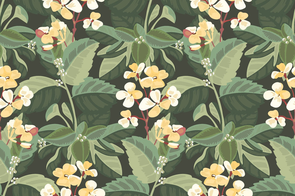 Green Floral Wallpaper  uniQstiQ Long Murals
