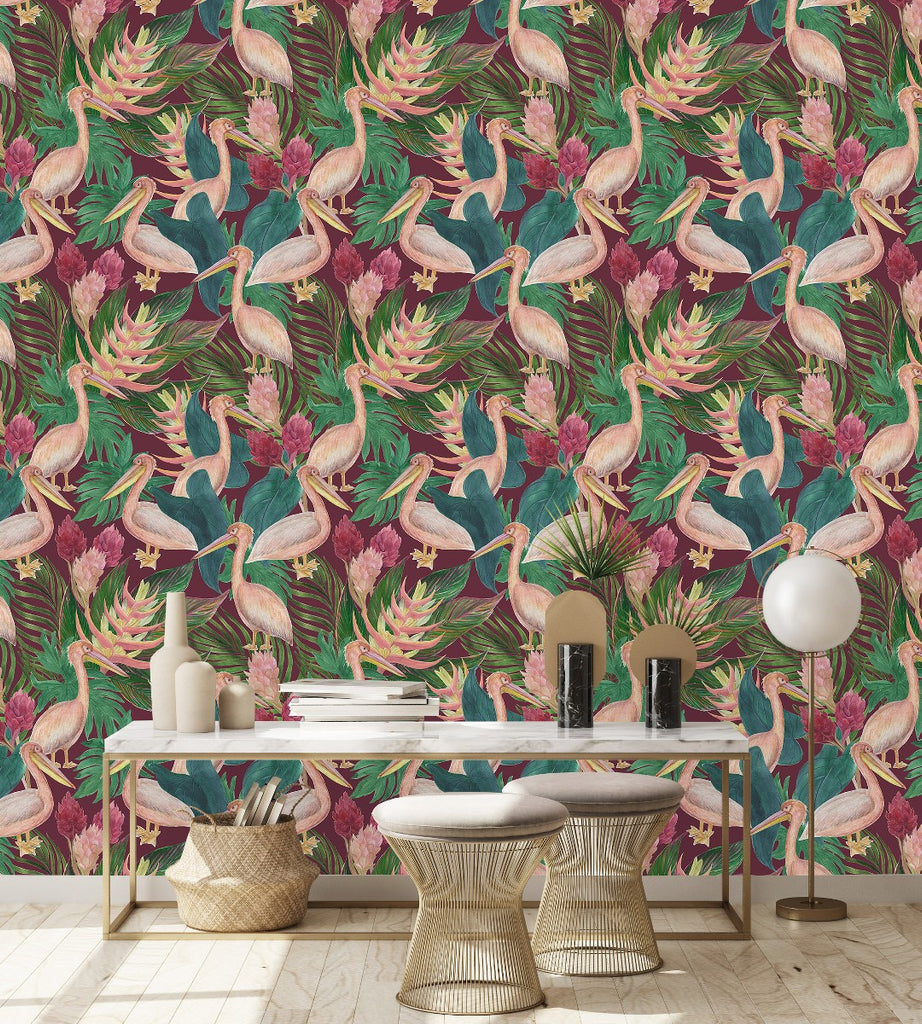 Pelican Pattern Wallpaper uniQstiQ Tropical