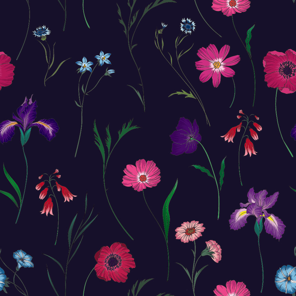 Spring Flowers on Black Background Wallpaper