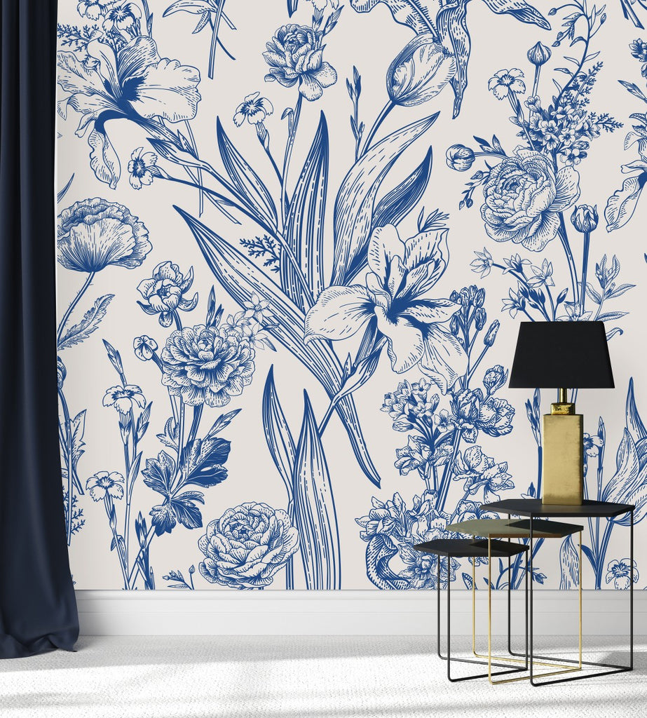 Blue Floral Wallpaper  uniQstiQ Murals