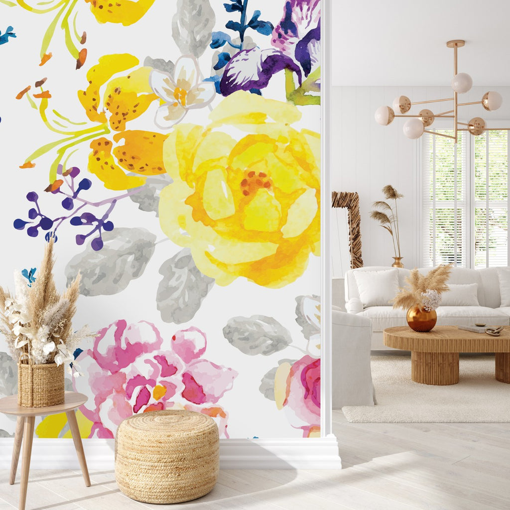 Water Colored Flowers Wallpaper uniQstiQ Murals