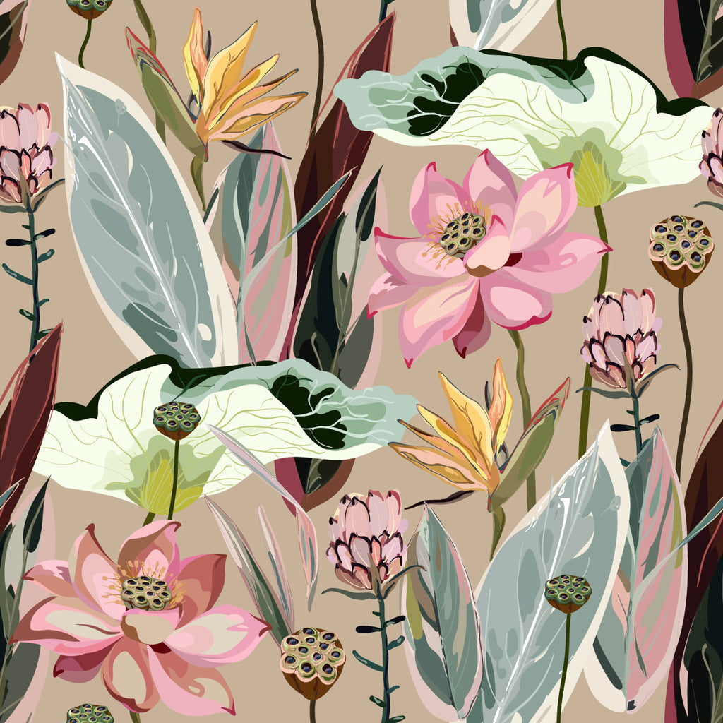 Beige Floral Wallpaper uniQstiQ Floral