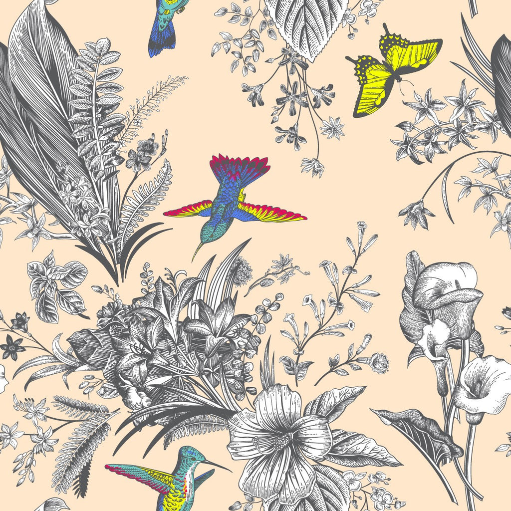 Colibri and Flowers Wallpaper uniQstiQ Vintage