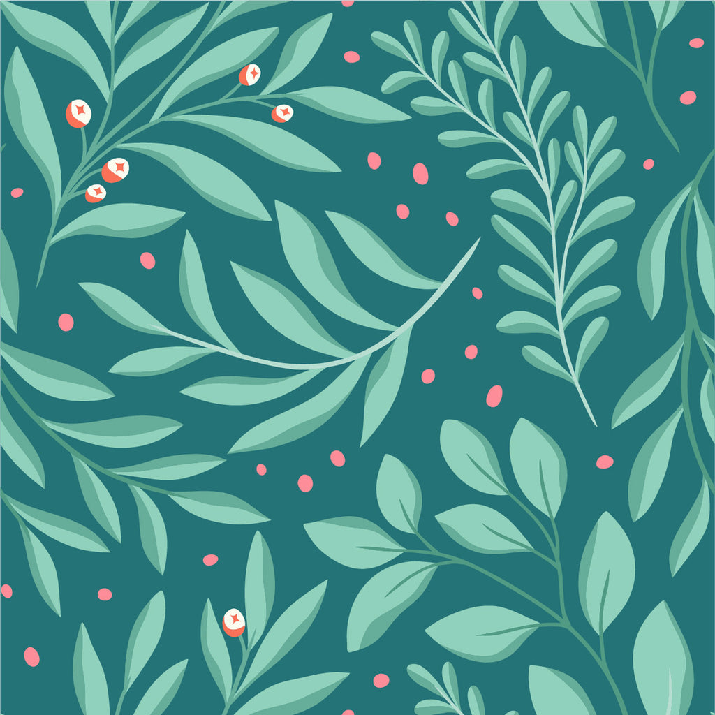 Light Green Wallpaper with Leaves uniQstiQ Botanical