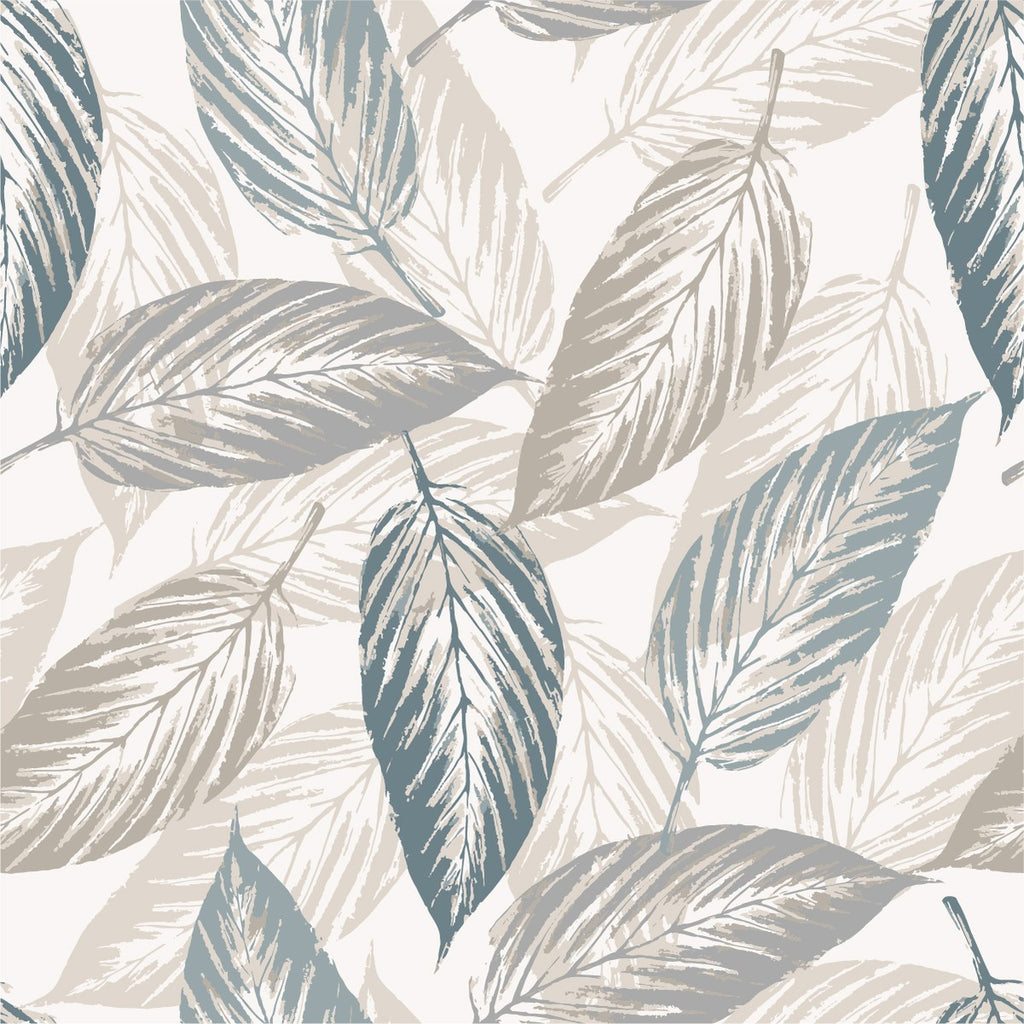 Beige and Grey Leaves Wallpaper uniQstiQ Botanical