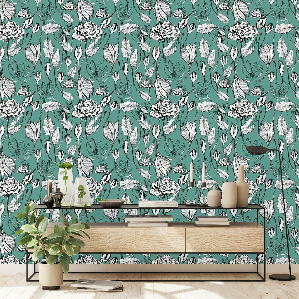 Green Floral Wallpaper  uniQstiQ Floral