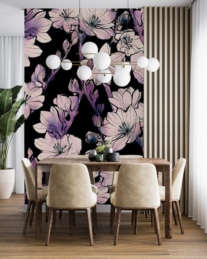 Purple Flowers Wallpaper uniQstiQ Murals
