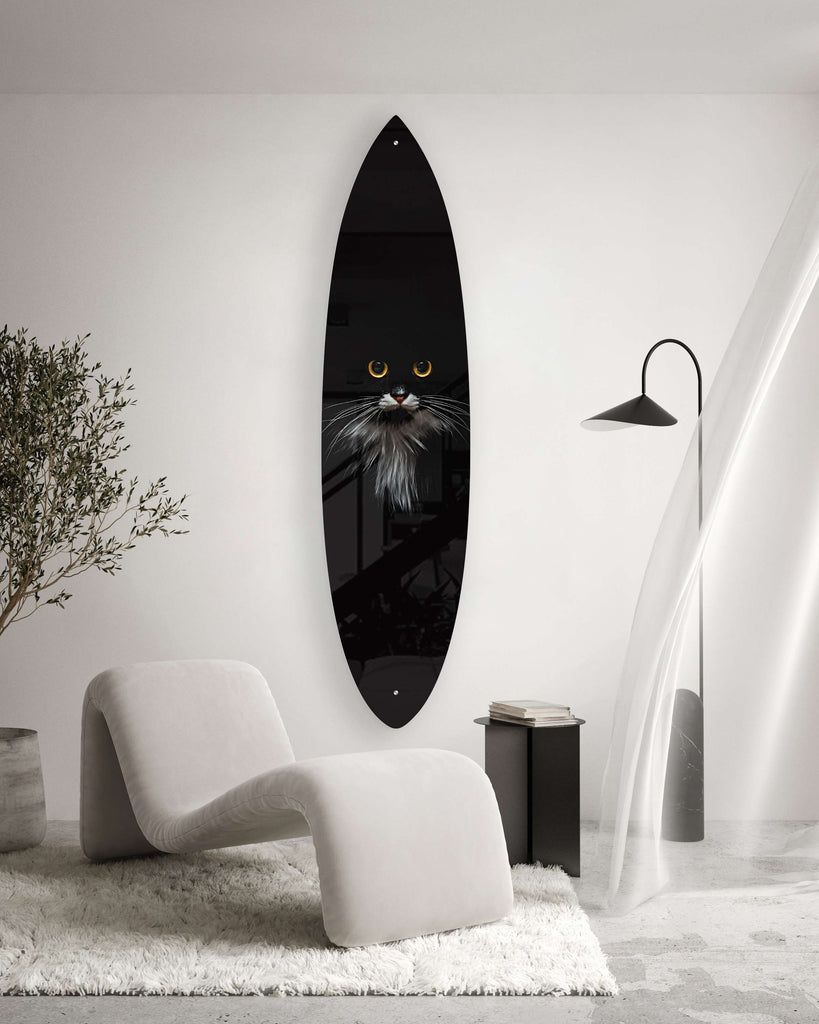 Black Cat Pattern Acrylic Surfboard Wall Art