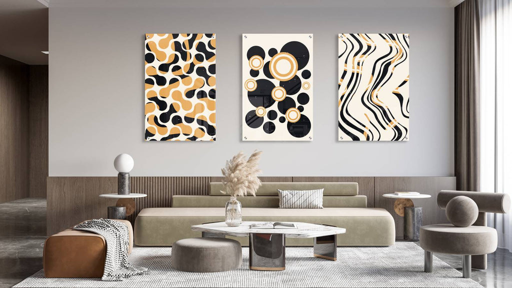 Geometrical Abstract Shapes Set of 3 Prints Modern Wall Art Modern Artwork Image 1