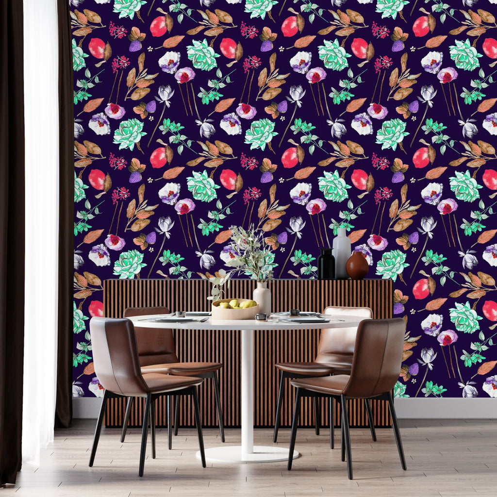 Chesapeake Nightingale Navy Floral Trail Matte Prepasted Paper Wallpaper  407270064  The Home Depot