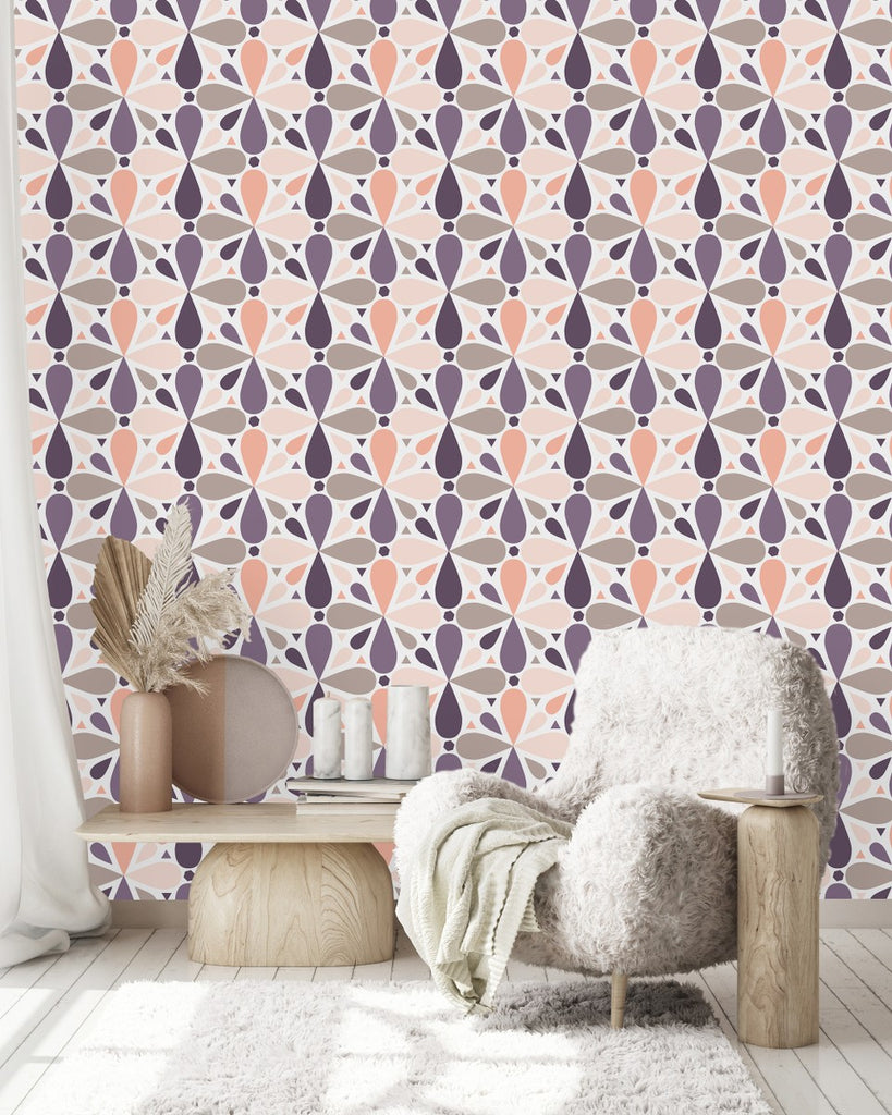 Purple and Beige Pattern Wallpaper uniQstiQ Geometric