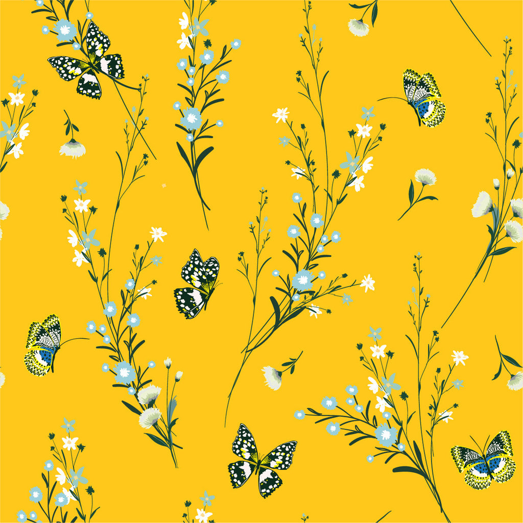 Yellow Wallpaper with Butterflies  uniQstiQ Kids