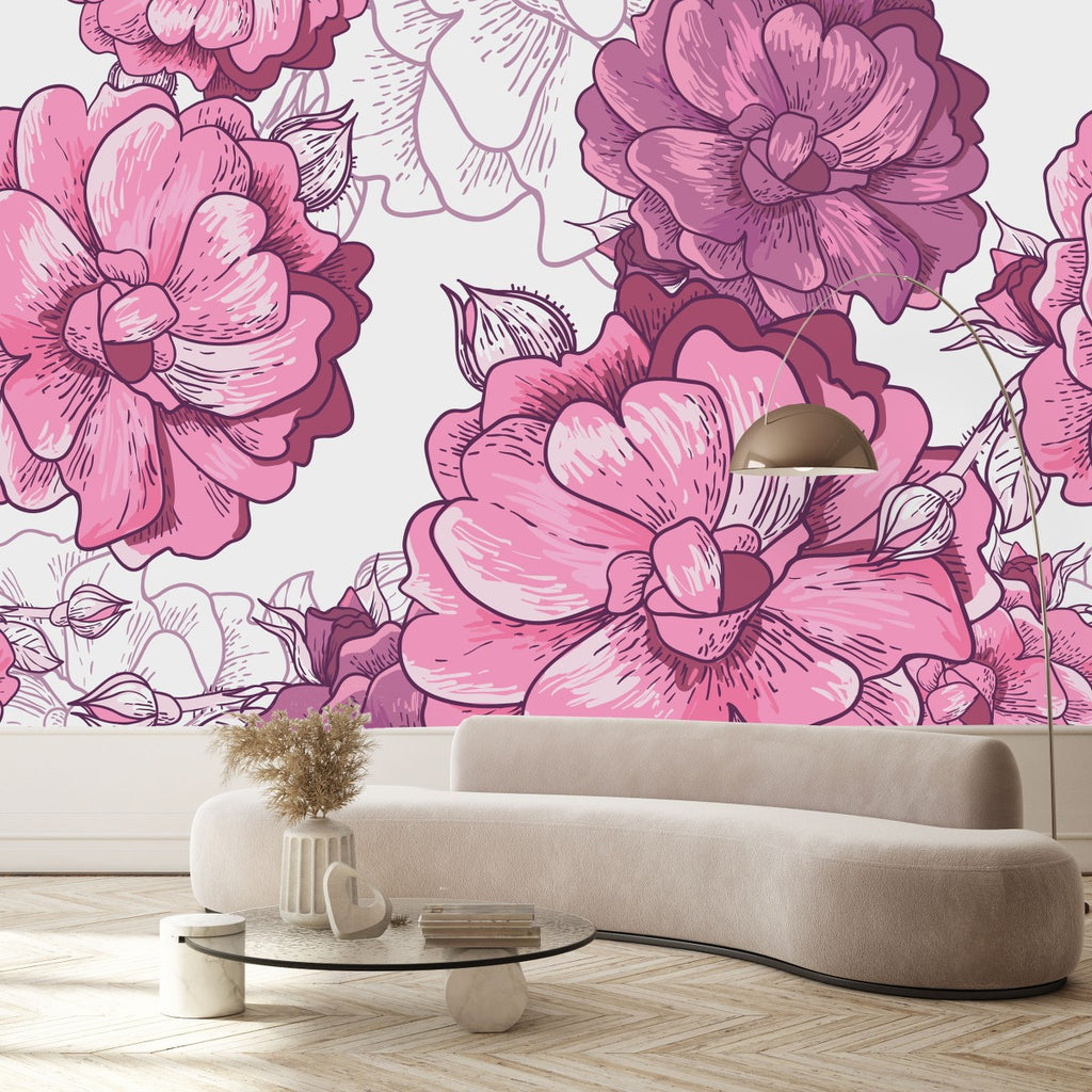 Pink Large Flowers Wallpaper  uniQstiQ Murals