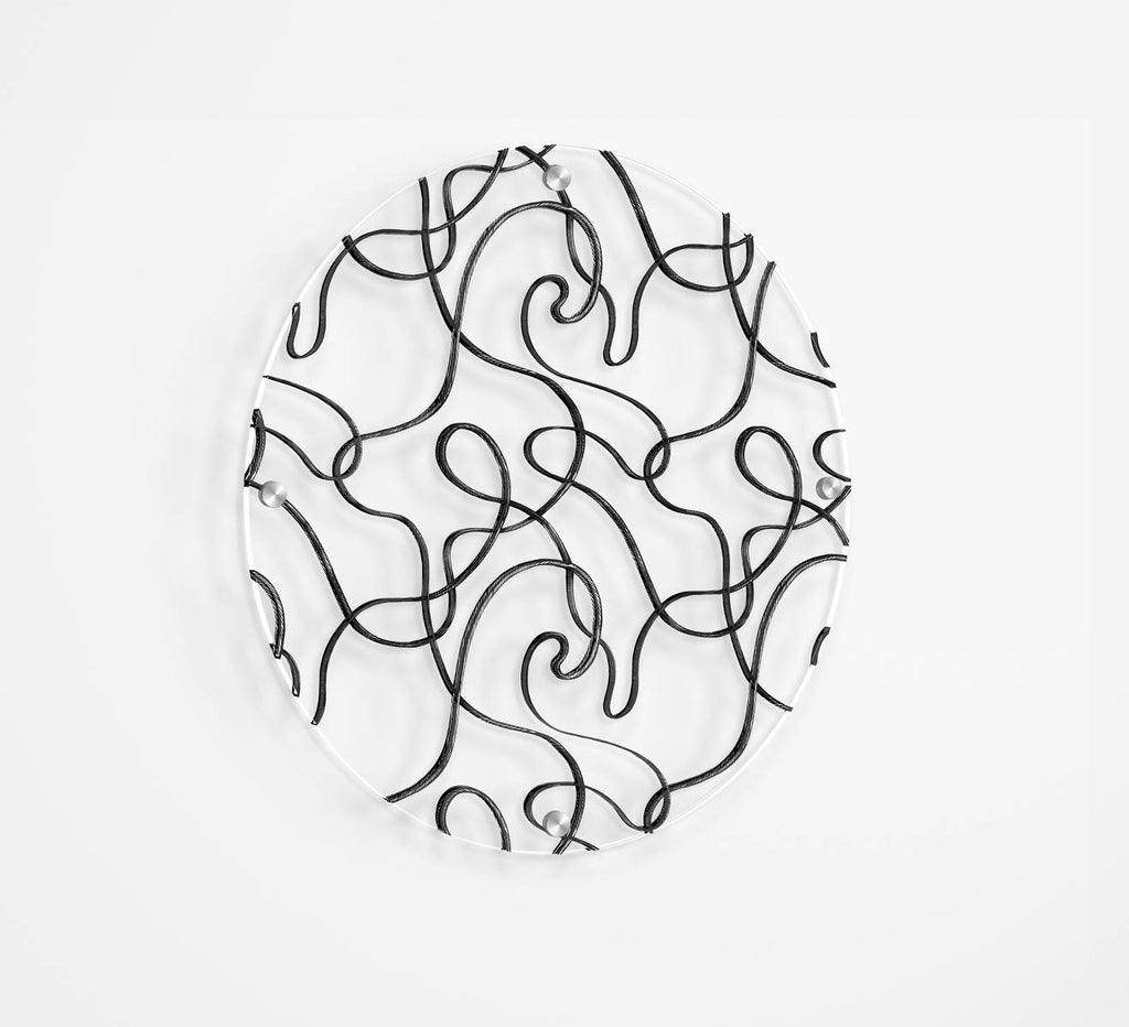 Black Abstract Pattern Printed Transparent Acrylic Circle