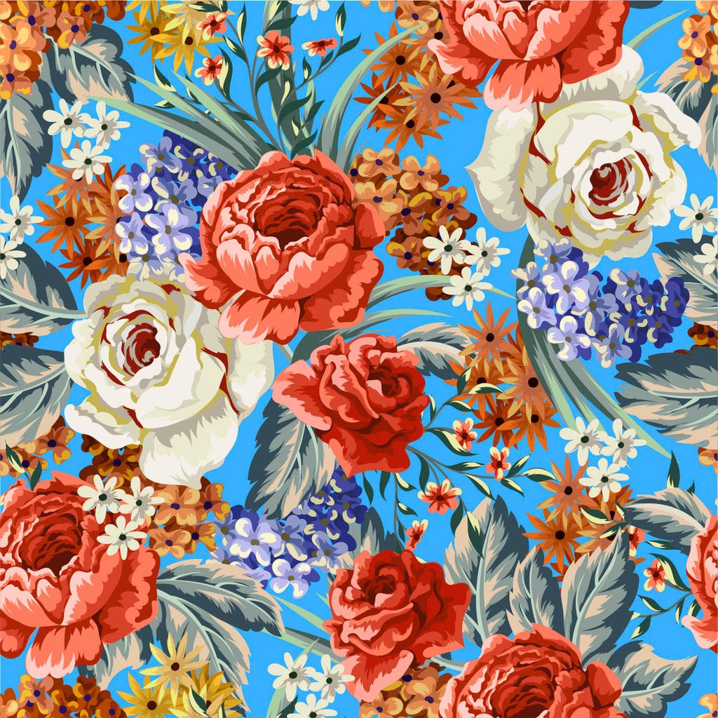 Brightly Blue Floral Wallpaper uniQstiQ Murals