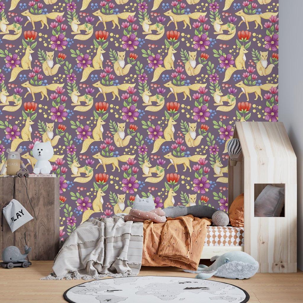 Foxes Pattern Wallpaper uniQstiQ Kids