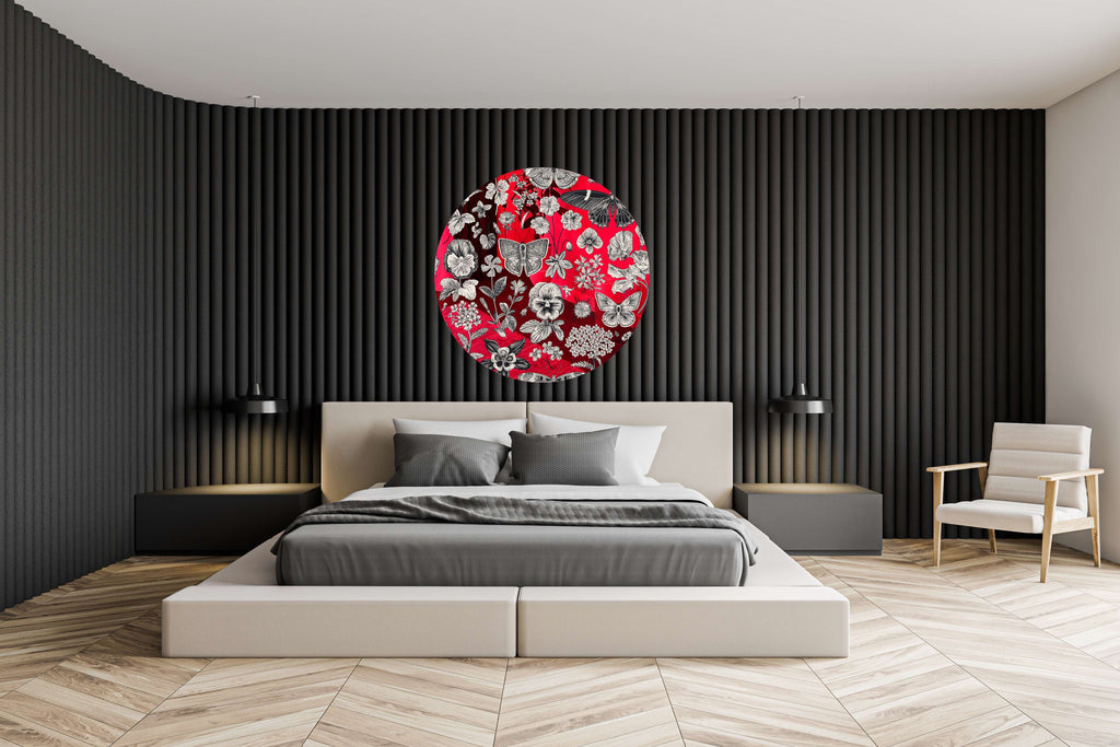 Black and White Pattern Mirrored Acrylic Circles Contemporary Home DǸcor Printed acrylic 