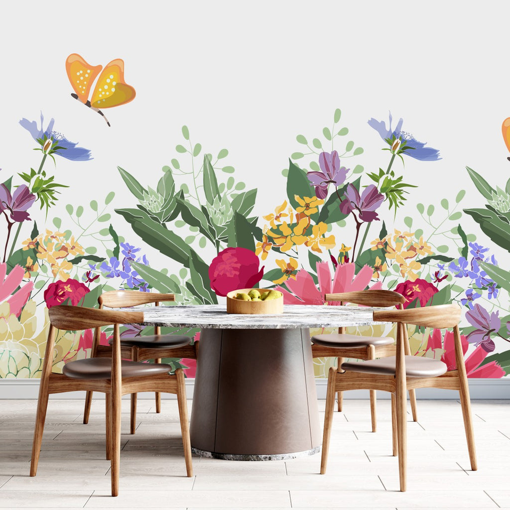 Summer Flowers and Butterflies Wallpaper uniQstiQ Long Murals