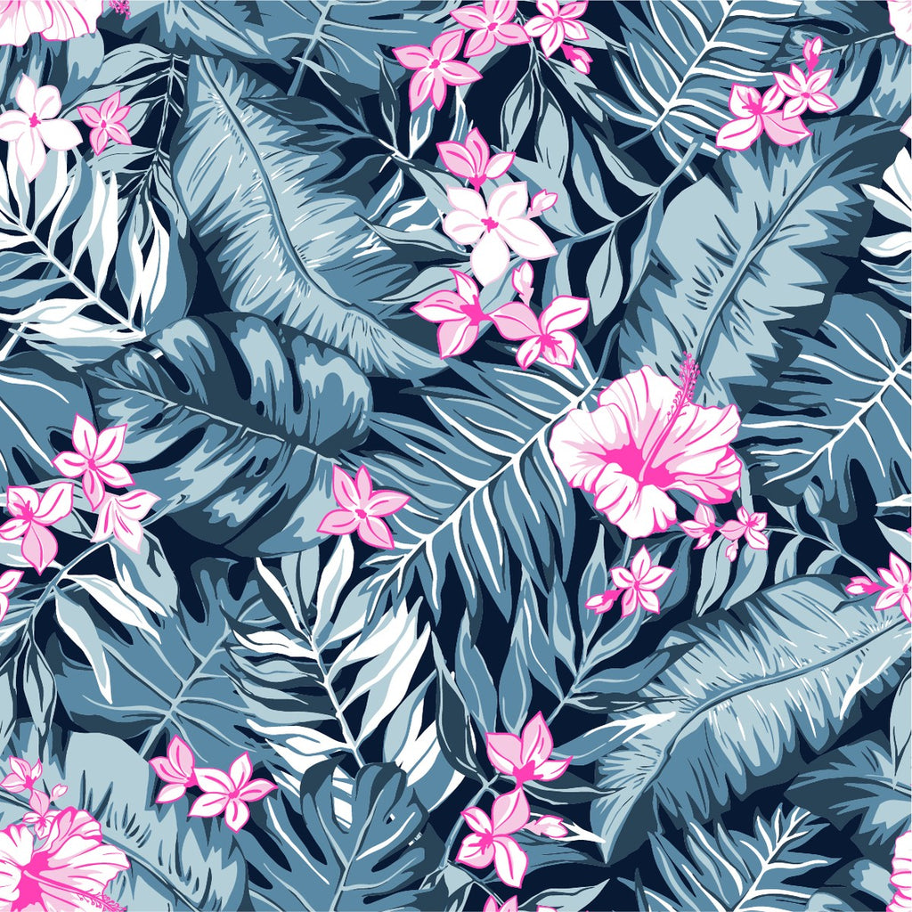 Grey Leaves and Pink Flowers Wallpaper uniQstiQ Floral
