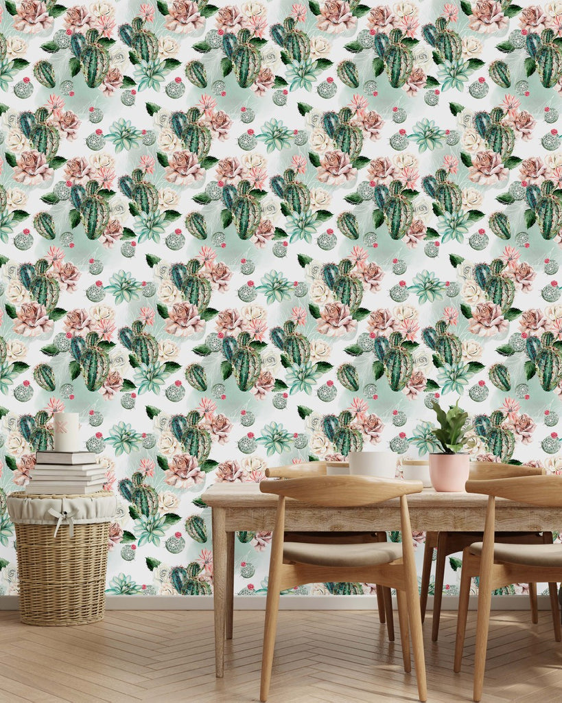 Roses with Cactus Wallpaper uniQstiQ Tropical