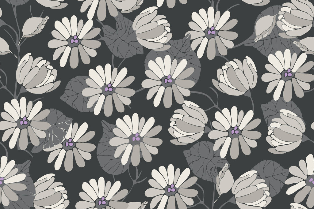 Grey Flowers Wallpaper  uniQstiQ Long Murals