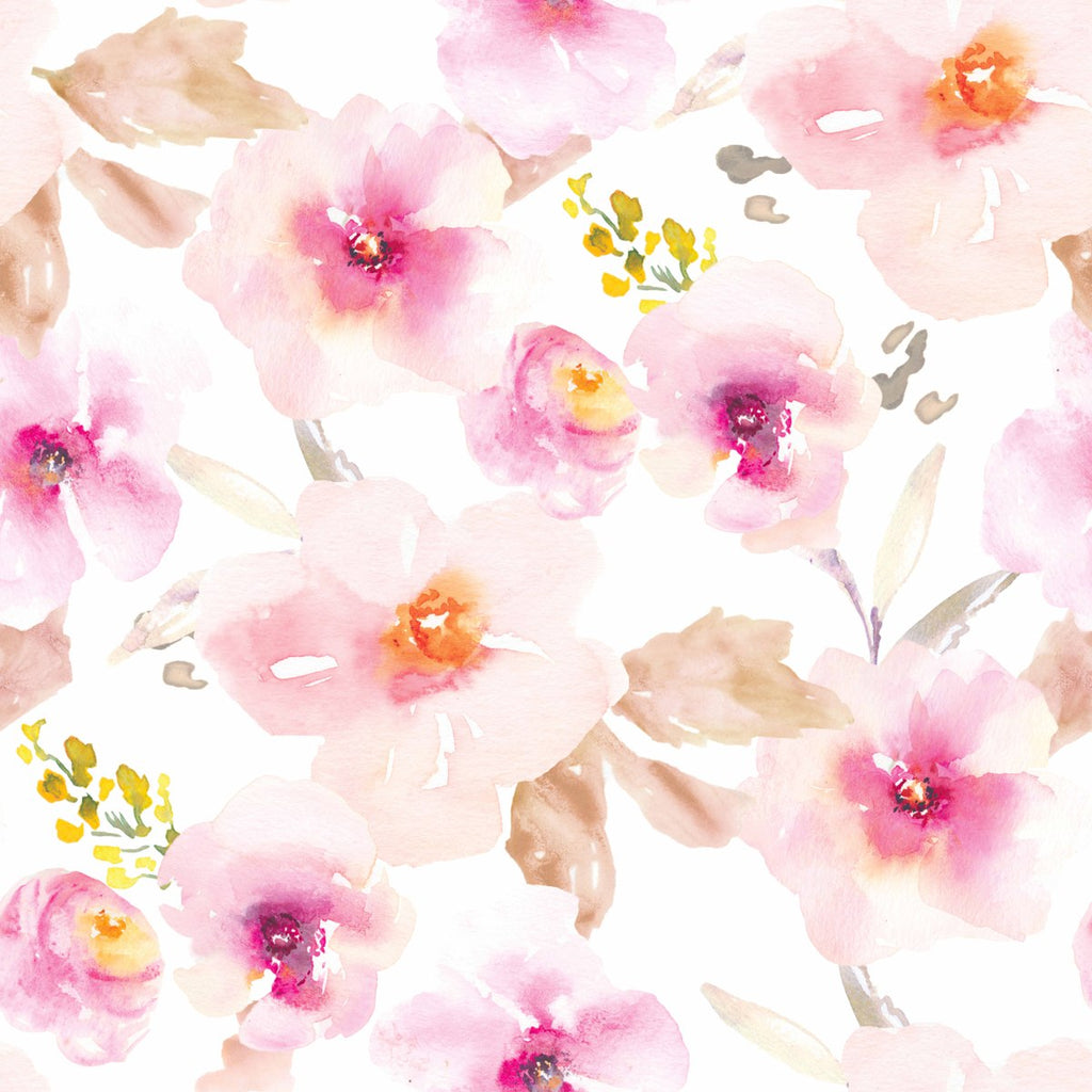 Watercolor Pink Flowers Wallpaper