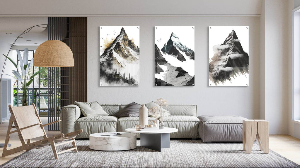 Mountains Pattern Set of 3 Prints Modern Wall Art Modern Artwork Image 1