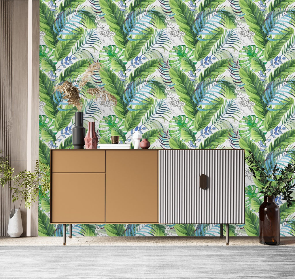 Large Palm Leaves Wallpaper  uniQstiQ Tropical