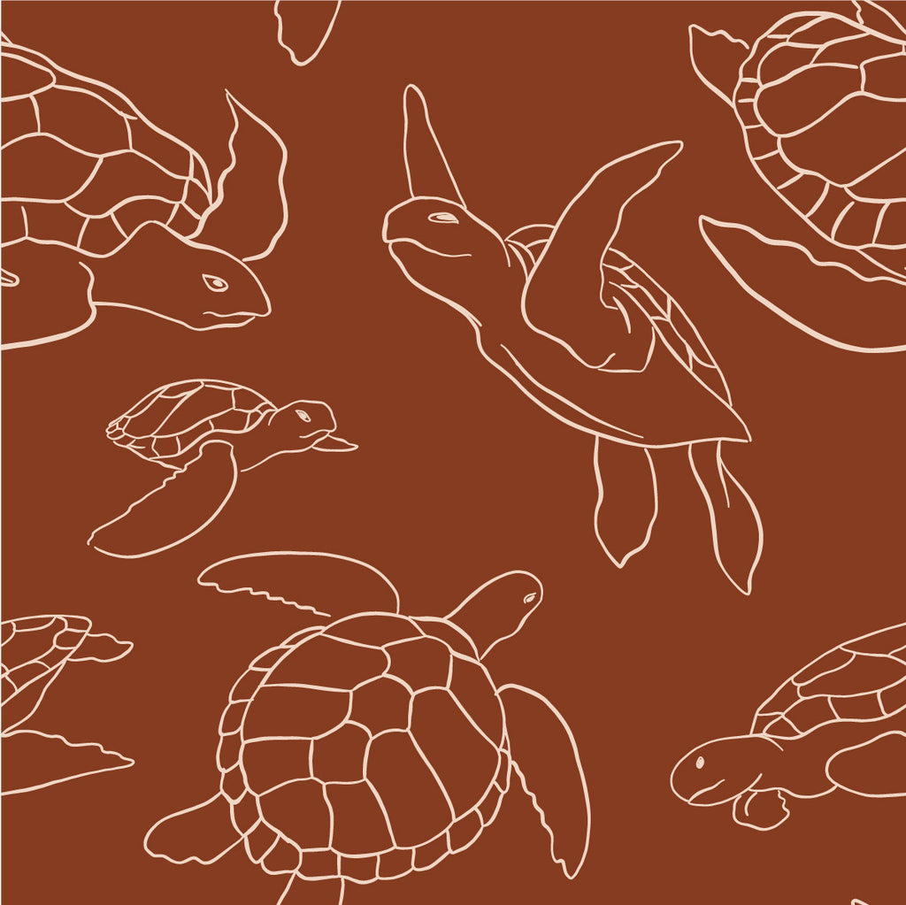 Brown Wallpaper with Turtles uniQstiQ Kids