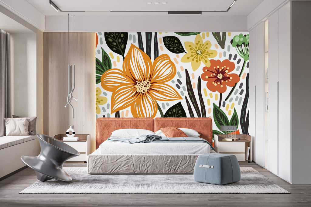 Orange Flowers Wallpaper  uniQstiQ Murals