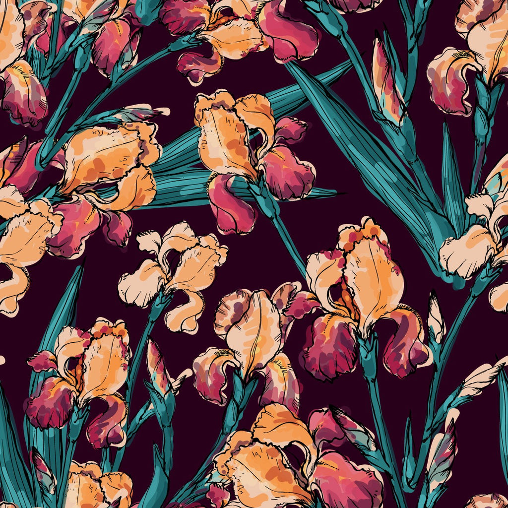 Irises on Dark Wallpaper uniQstiQ Floral