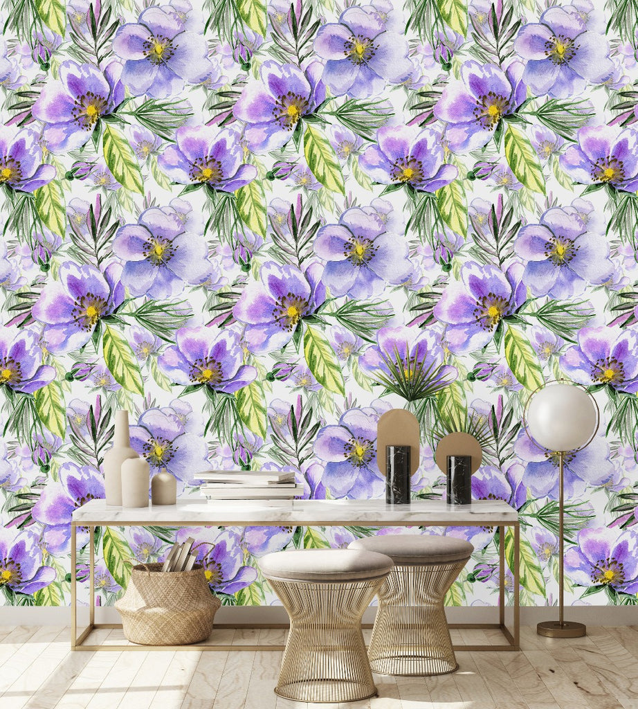 Purple Flowers Wallpaper  uniQstiQ Floral
