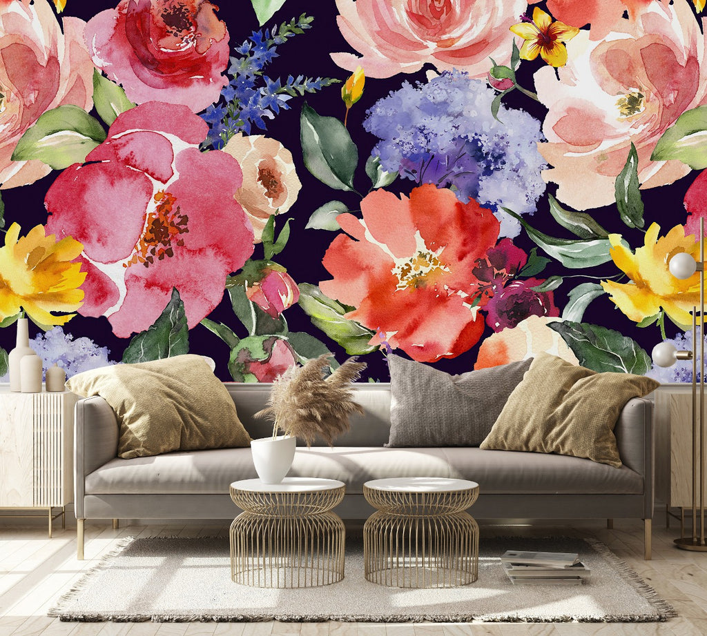 Multicolored Flowers Wallpaper  uniQstiQ Murals
