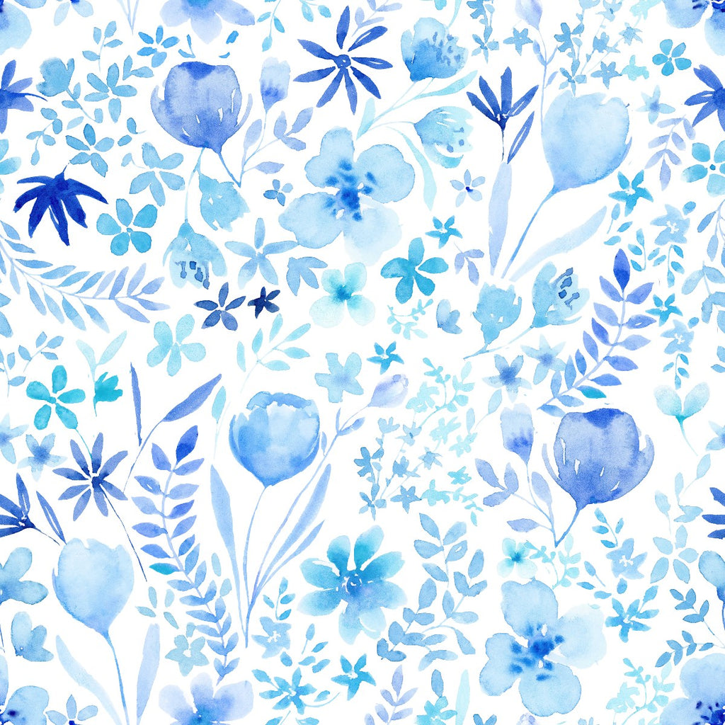 Watercolor Blue Flowers Wallpaper