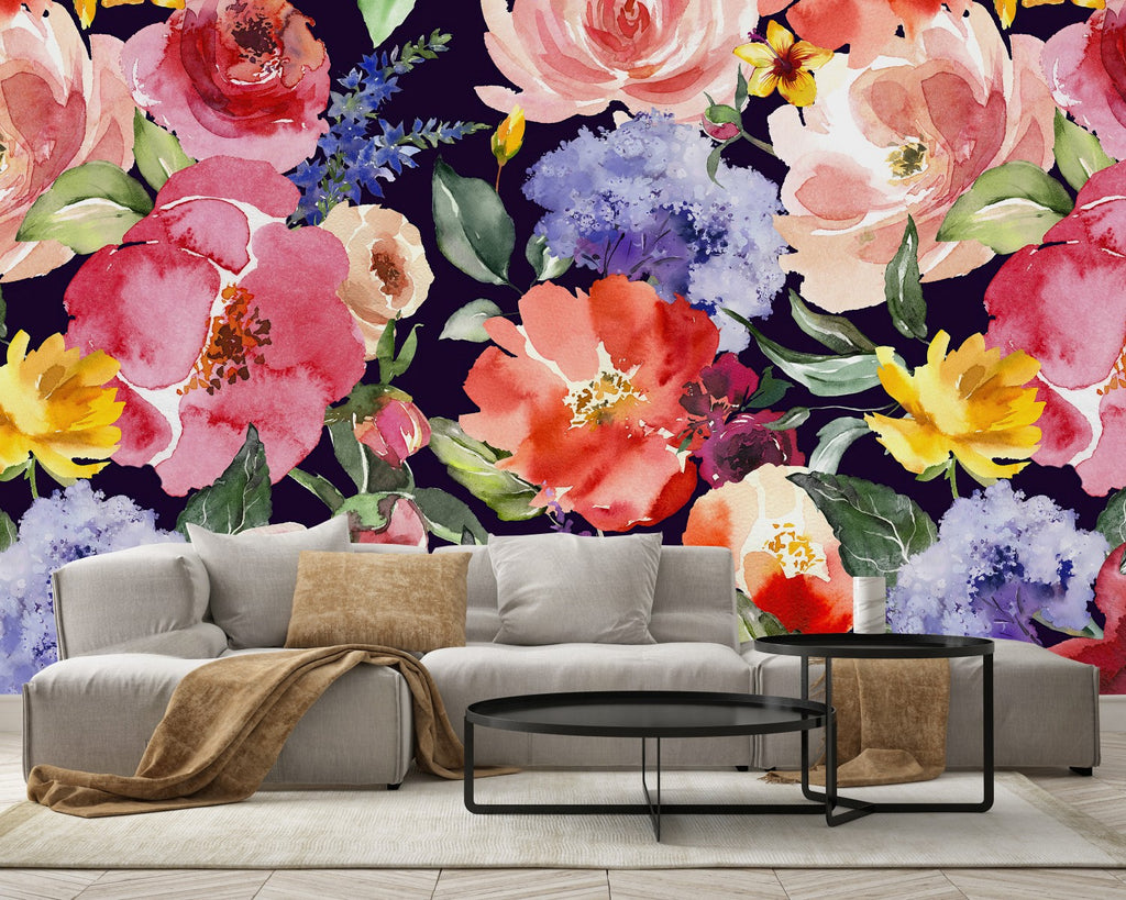 Multicolored Flowers Wallpaper  uniQstiQ Murals