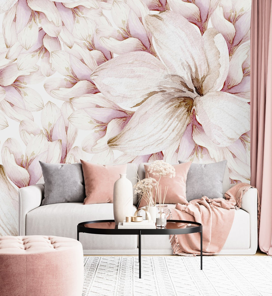 Beige Floral Wallpaper uniQstiQ Murals