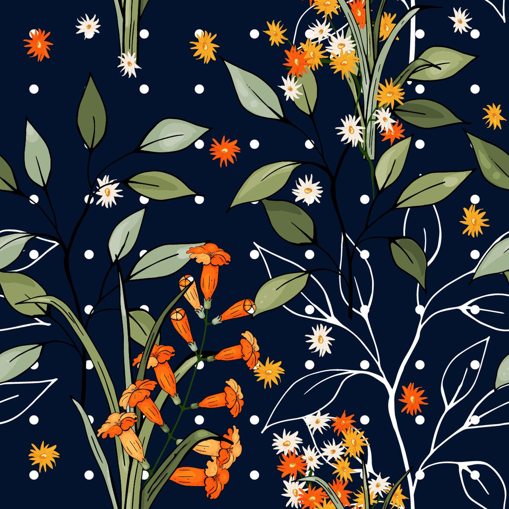 Little Orange Flowers Wallpaper uniQstiQ Floral