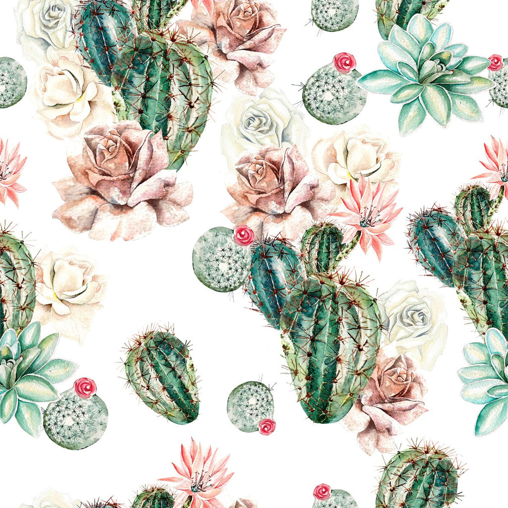 White Wallpaper with Cactus  uniQstiQ Tropical